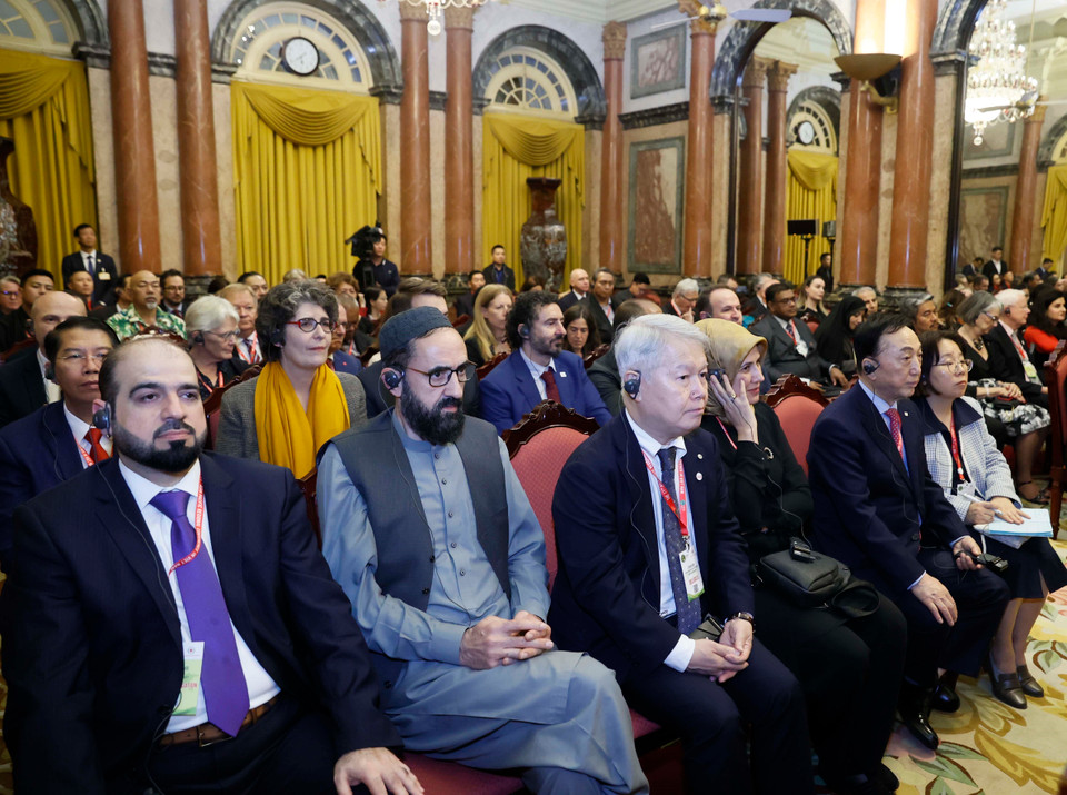 Các đại biểu tại buổi gặp mặt. (Ảnh: Thống Nhất/TTXVN)