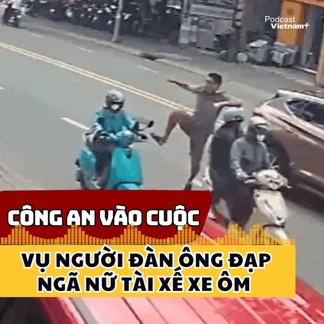 Công an vào cuộc vụ người đàn ông đạp ngã nữ tài xế xe ôm ở Bình Dương