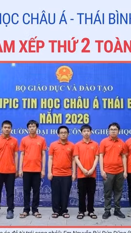Việt Nam xếp thứ 2 toàn đoàn tại Olympic Tin học châu Á-Thái Bình Dương 2026 