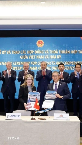 Vietnam Airlines dự kiến sẽ tiếp nhận 50 chiếc Boeing 737-8 trong giai đoạn từ năm 2030-2032. (Ảnh: Thống Nhất/TTXVN)