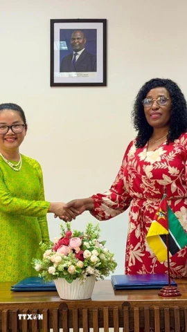 Đại sứ Việt Nam tại Mozambique Trần Thị Thu Thìn và Bộ trưởng Bộ Giáo dục và Văn hóa Mozambique Samaria Tovela. (Ảnh: Đại sứ quán Việt Nam tại Mozambique)