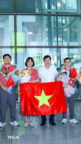Đội tuyển Việt Nam đã xuất sắc giành 4 Huy chương vàng, trong đó có 2 huy chương vàng nằm trong top 10. (Ảnh: Thanh Tùng/TTXVN)