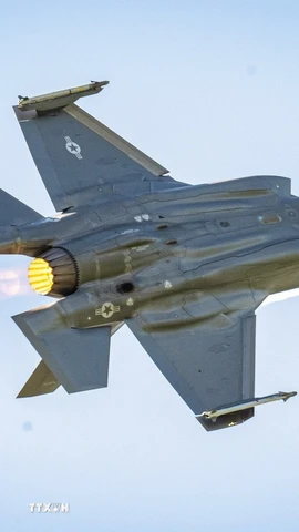 Máy bay chiến đấu tàng hình F-35 Lightning II do Hãng Lockheed Martin của Mỹ sản xuất. (Ảnh: PAP/TTXVN)