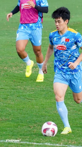 Đình Bắc trong buổi tập chiều 23/12 của đội tuyển U23 Việt Nam. (Ảnh: Việt Anh/Vietnam+)