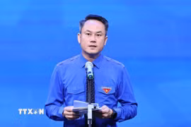 Bí thư Trung ương Đoàn, Chủ tịch Hội Liên hiệp Thanh niên Việt Nam Nguyễn Kim Quy. (Ảnh: Minh Đức/TTXVN)