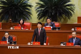 Đồng chí Lương Cường, Ủy viên Bộ Chính trị, Chủ tịch nước điều hành phiên thảo luận. (Ảnh: TTXVN)