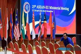 Công tác chuẩn bị cho Hội nghị Bộ trưởng Ngoại giao ASEAN-EU (AEMM) lần thứ 25 tại thủ đô Bandar Seri Begawan của Brunei Darussalam. (Nguồn: Bernama)