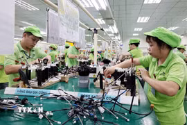 Dây chuyền sản xuất cụm dây dẫn điện một doanh nghiệp FDI ở Phú Thọ. (Ảnh: Trần Việt/TTXVN)