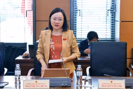 Đại biểu Quốc hội tỉnh Nghệ An Thái Thị An Chung phát biểu. (Ảnh: Doãn Tấn/TTXVN)