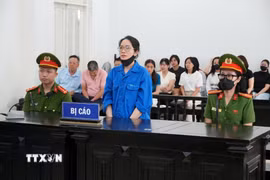 Bị cáo Nguyễn Thị Nụ tại phiên tòa. (Ảnh: Kim Anh /TTXVN)
