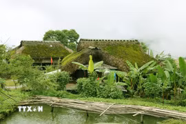 Những ngôi nhà với mái rêu phong xanh nơi núi rừng vùng biên giới Thanh Thủy (Tuyên Quang). (Ảnh: Đức Thọ/TTXVN)