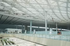Nhà ga sân bay Long Thành đã cơ bản hoàn thành phần xây dựng. (Ảnh: Công Phong/TTXVN)