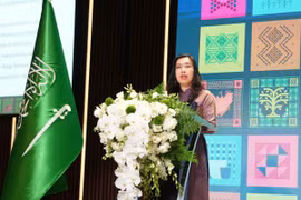 Thứ trưởng Bộ Ngoại giao Lê Thị Thu Hằng phát biểu tại lễ kỷ niệm. (Nguồn: Đại sứ quán Saudi Arabia tại Việt Nam)