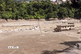 Khu vực bị tàn phá do lũ lụt và lở đất tại Trishuli, Nepal ngày 28/8/2026. (Ảnh: ANI/TTXVN phát)