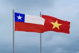 Quốc kỳ Việt Nam và quốc kỳ Chile.
