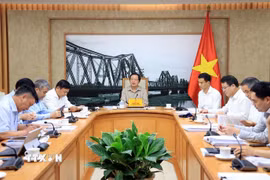 Phó Thủ tướng Hồ Quốc Dũng chủ trì cuộc Họp về việc tháo gỡ khó khăn, vướng mắc của Công ty cổ phần đóng tàu Thái Bình Dương. (Ảnh: Tuấn Anh/TTXVN)