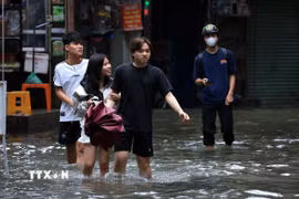 Phố Triều Khúc, phường Thanh Liệt trong chiều 17/9. (Ảnh: Tuấn Anh/TTXVN)