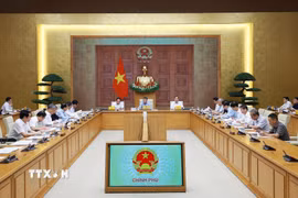 Thủ tướng Lê Minh Hưng chủ trì họp về dự án Luật sửa đổi, bổ sung một số điều của Luật Đất đai; Luật Nhà ở và Luật Kinh doanh bất động sản. (Ảnh: Dương Giang/TTXVN)