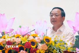 Đồng chí Trịnh Văn Quyết, Ủy viên Bộ Chính trị, Bí thư Trung ương Đảng, Trưởng Ban Tuyên giáo Trung ương, Phó Trưởng Ban Thường trực Ban Chỉ đạo 35 Trung ương dự và chỉ đạo Hội nghị. (Ảnh: Văn Đức/TTXVN)