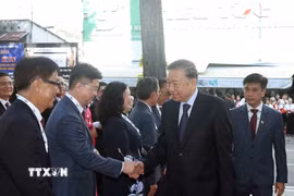 Tổng Bí thư, Chủ tịch nước Tô Lâm đến dự Lễ kỷ niệm 50 năm thành lập Đại học Kinh tế Thành phố Hồ Chí Minh. (Ảnh: Thống Nhất/TTXVN)