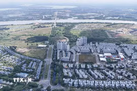 Một khu đô thị đang xây dựng tại phường Nhơn Trạch, thành phố Đồng Nai. (Ảnh: Công Phong/TTXVN)