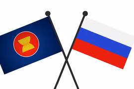 Cờ ASEAN-Nga. (Nguồn: Vietnam+)