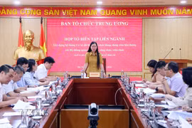 Họp Tổ Biên tập liên ngành xây dựng hệ thống cơ sở dữ liệu về tổ chức đảng, đảng viên liên thông với Hệ thống quản lý cán bộ, công chức, viên chức và Cơ sở dữ liệu quốc gia về dân cư. (Ảnh: Phạm Kiên/TTXVN)