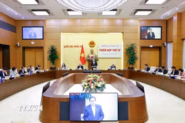Chủ tịch Quốc hội Trần Thanh Mẫn, Chủ tịch Hội đồng Bầu cử Quốc gia phát biểu. (Ảnh: Doãn Tấn/TTXVN)