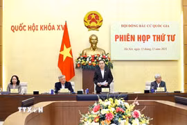 Chủ tịch Quốc hội Trần Thanh Mẫn, Chủ tịch Hội đồng Bầu cử Quốc gia phát biểu. (Ảnh: Doãn Tấn/TTXVN)
