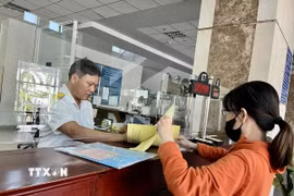 Người dân thực hiện giao dịch tại Thuế Thành phố Hồ Chí Minh. (Ảnh: Hứa Chung/TTXVN)
