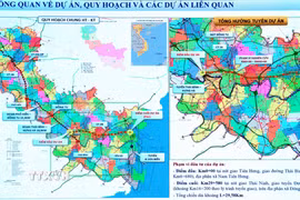Sơ đồ dự án đầu tư xây dựng trục phát triển Bắc-Nam (đoạn từ xã Nam Tiên Hưng đến tuyến Đường bộ ven biển). (Ảnh: TTXVN phát)