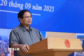Thủ tướng Phạm Minh Chính khai mạc Hội nghị Hội đồng điều phối vùng Đồng bằng sông Hồng lần thứ sáu. (Ảnh: Dương Giang/TTXVN)