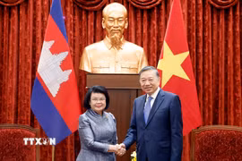 Tổng Bí thư, Chủ tịch nước Tô Lâm tiếp Chủ tịch Quốc hội Vương quốc Campuchia Samdech Khuon Sudary. (Ảnh: Thống Nhất/TTXVN)