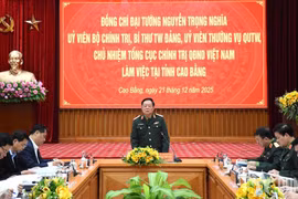 Đại tướng Nguyễn Trọng Nghĩa phát biểu tại buổi làm việc với lãnh đạo tỉnh Cao Bằng. (Nguồn: Quân đội Nhân dân)