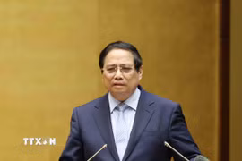 Thủ tướng Phạm Minh Chính trình bày Chuyên đề tại hội nghị. (Ảnh: Phương Hoa/TTXVN)