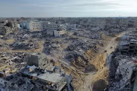Cảnh tàn phá do xung đột tại Rafah, Dải Gaza. (Ảnh: THX/TTXVN)