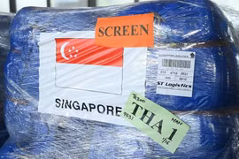 Hàng viện trợ khẩn cấp của Singapore cho người dân vùng thiên tai ở Tuyên Quang. (Nguồn: Bộ Nông nghiệp và Môi trường)