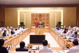 Phiên họp Ban Chỉ đạo xây dựng Đề án phát triển kinh tế tư nhân. (Ảnh: Văn Điệp/TTXVN)