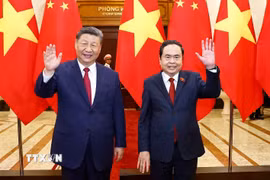 Chủ tịch Quốc hội Trần Thanh Mẫn hội kiến Tổng Bí thư, Chủ tịch nước Trung Quốc Tập Cận Bình thăm cấp Nhà nước tới Việt Nam. (Ảnh: Doãn Tấn/TTXVN)
