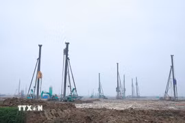 Công trường thi công Dự án Cảng hàng không Quốc tế Gia Bình. (Ảnh: Dương Giang/TTXVN)