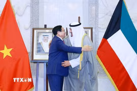 Thủ tướng Phạm Minh Chính hội đàm với Thủ tướng Nhà nước Kuwait Sheikh Ahmad Abdullah Al-Ahmad Al Sabah. (Ảnh: Dương Giang/TTXVN)