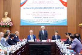 Ông Đỗ Văn Chiến, Ủy viên Bộ Chính trị, Bí thư Trung ương Đảng, Chủ tịch Ủy ban Trung ương Mặt trận tổ quốc Việt Nam phát biểu. (Ảnh: An Đăng/TTXVN)