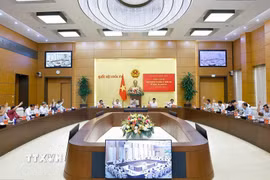 Ban Thường vụ Đảng ủy Quốc hội biểu quyết. (Ảnh: Doãn Tấn/TTXVN)