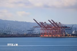 Quang cảnh cảng hàng hóa Long Beach, California, Mỹ. (Ảnh: THX/TTXVN)