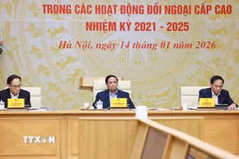 Thủ tướng Phạm Minh Chính chủ trì Hội nghị tổng kết công tác đôn đốc, triển khai các cam kết, thỏa thuận trong các hoạt động đối ngoại cấp cao. (Ảnh: Dương Giang/TTXVN)