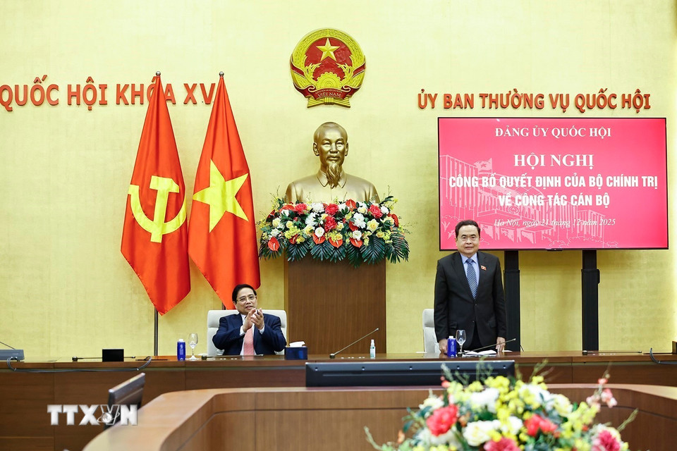 Chủ tịch Quốc hội Trần Thanh Mẫn chủ trì hội nghị. (Ảnh: Doãn Tấn/TTXVN)