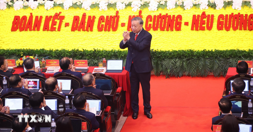 Tổng Bí thư Tô Lâm dự Đại hội đại biểu Đảng bộ các cơ quan Đảng Trung ương lần thứ nhất.(Ảnh: Văn Điệp/TTXVN)