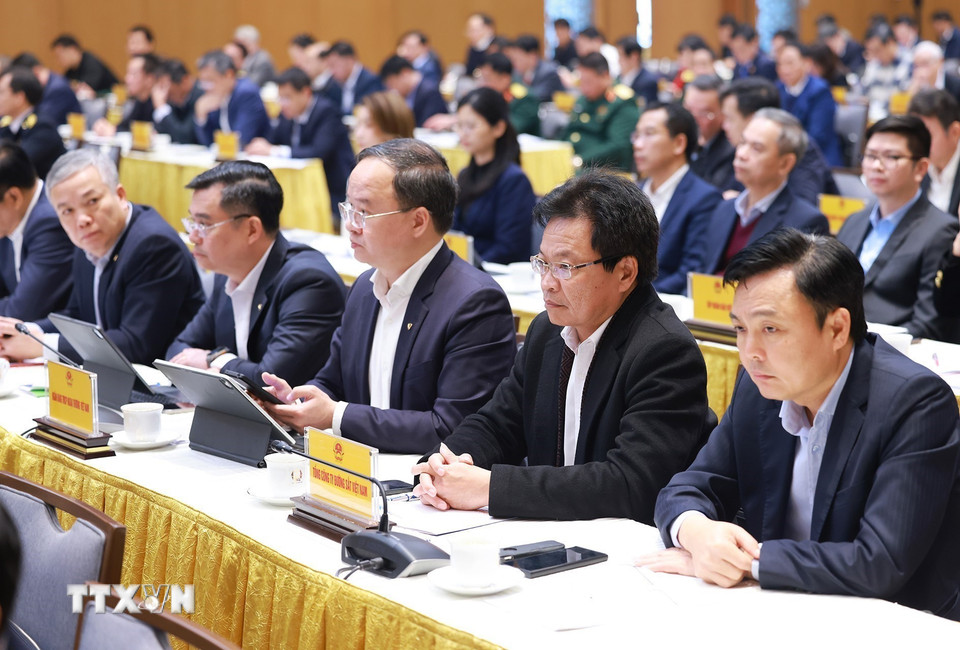Các đại biểu tham dự Hội nghị Thường trực Chính phủ làm việc với doanh nghiệp nhà nước. (Ảnh: Dương Giang/TTXVN)