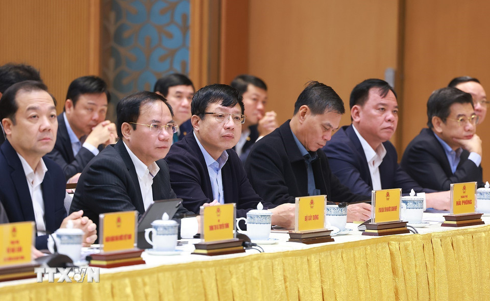 Các đại biểu tham dự Hội nghị Thường trực Chính phủ làm việc với doanh nghiệp nhà nước. (Ảnh: Dương Giang/TTXVN)