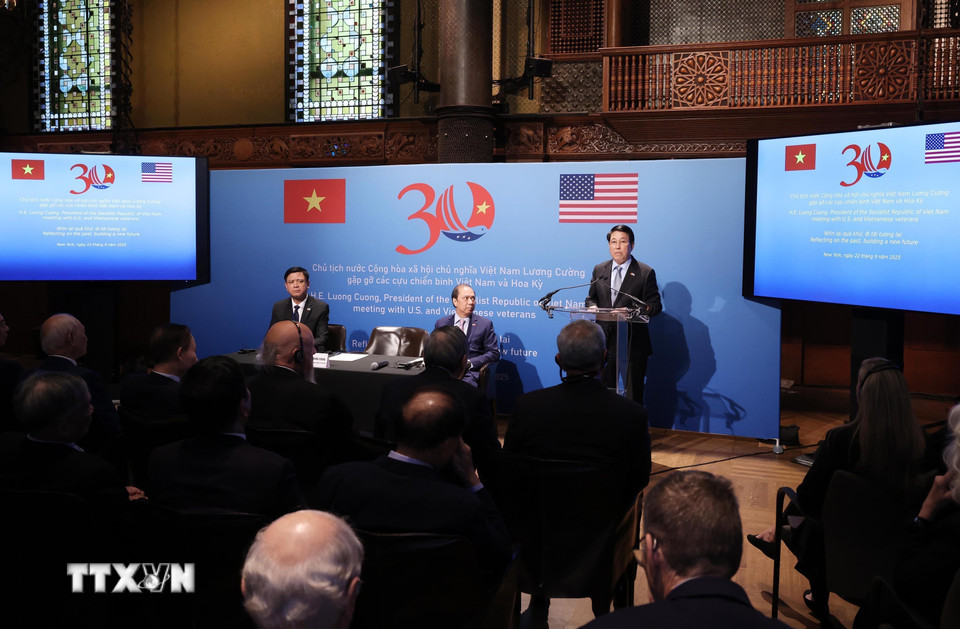 Chủ tịch nước Lương Cường phát biểu. (Ảnh: Lâm Khánh/TTXVN)